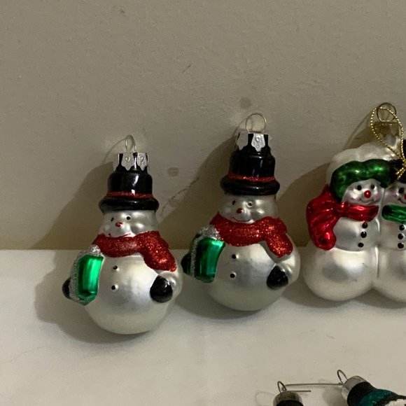 Vintage SNOWMEN CHRISTMAS ORNAMENTS lot of 8 - Picture 2 of 7